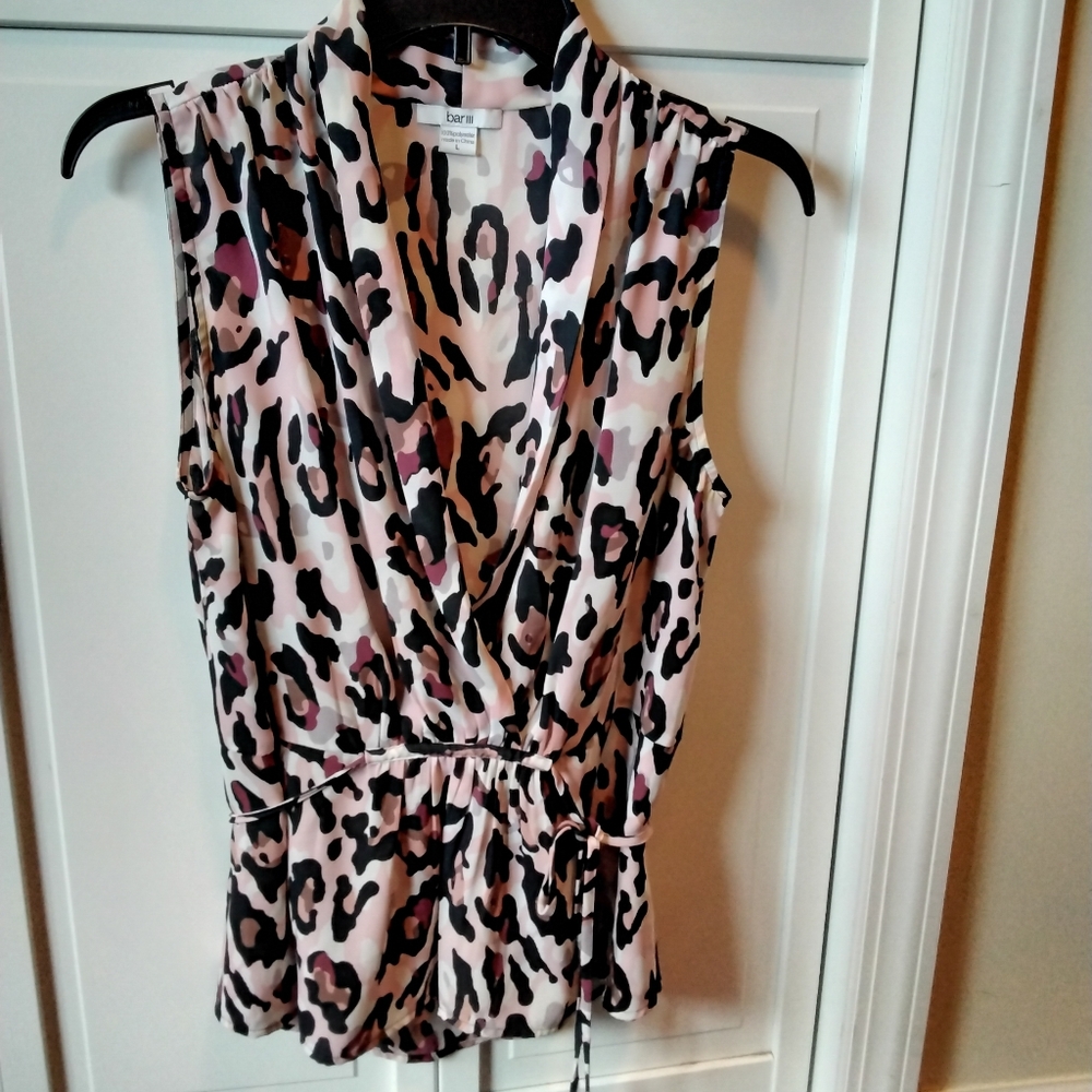 BAR III Animal Print Tops Sleeveless
